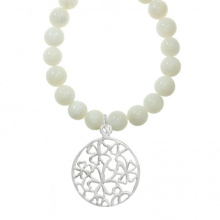 Collar de nácar con colgante flores Plata de Ley - Karissma