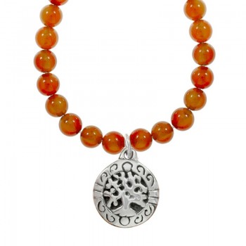 Collar de cornalina con árbol Plata de Ley - Karissma