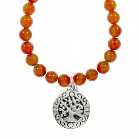 Collar de cornalina con árbol Plata de Ley - Karissma