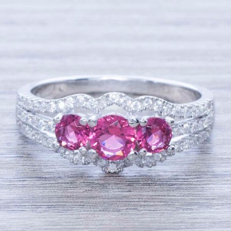 Anillo triple circonia Plata de Ley 925