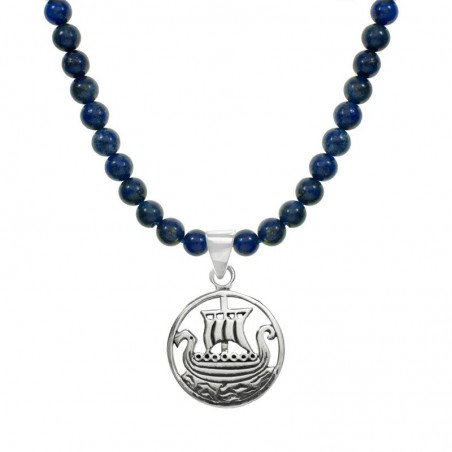 Collar de lapislázuli con colgante vikingo Plata de Ley - Karissma
