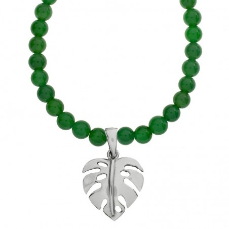 Collar de aventurina con hoja Plata de Ley - Karissma
