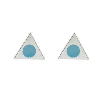 Pendientes triángulo punto azul Plata de Ley - Karissma 2