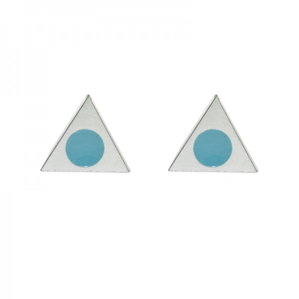 Pendientes triángulo punto azul Plata de Ley - Karissma