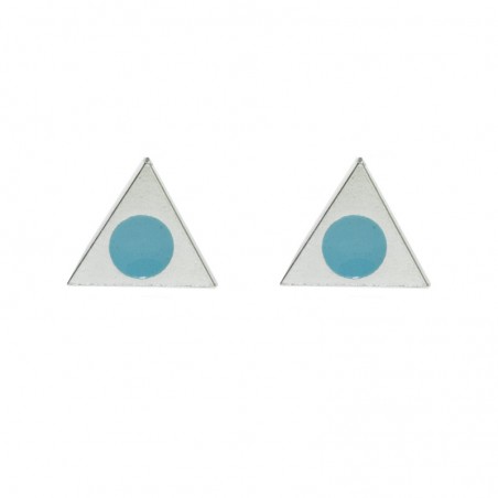 Pendientes triángulo punto azul Plata de Ley - Karissma
