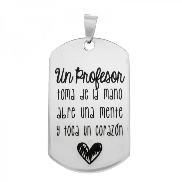 Llavero para profe rectangular de acero inoxidable