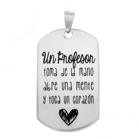 Llavero para profe rectangular de acero inoxidable