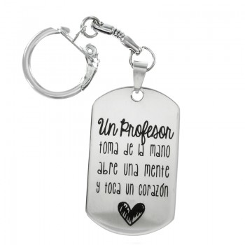 Llavero para profe rectangular de acero inoxidable