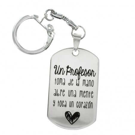 Llavero para profe rectangular de acero inoxidable