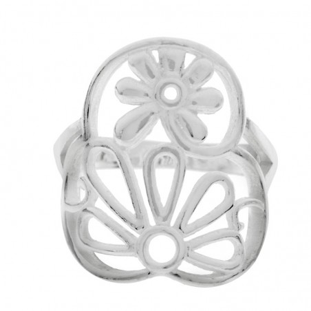 Anillo doble flor Plata de Ley 925