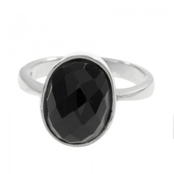Anillo ónix facetado oval Plata de Ley 925