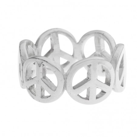 Anillo símbolos de la paz Plata de Ley 925