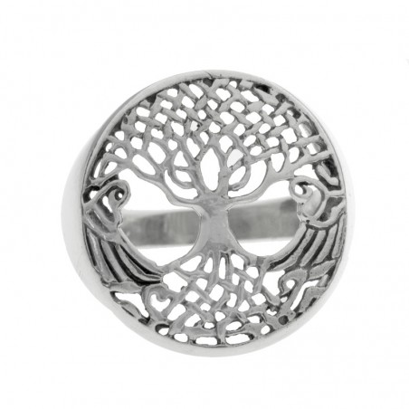 Anillo árbol de la vida con raíces Plata de Ley 925