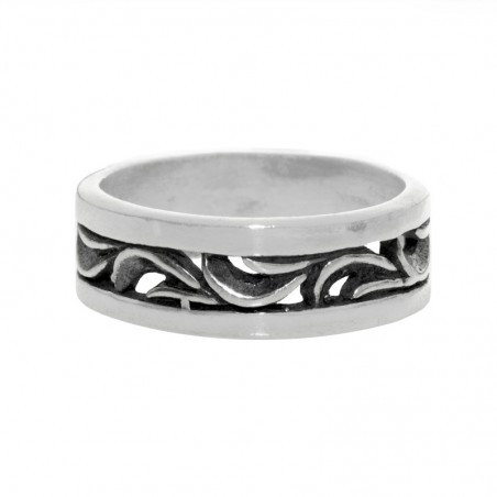 Anillo alianza con hojas Plata de Ley 925