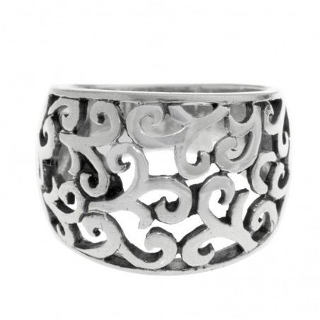 Anillo ondas oxidado Plata de Ley 925