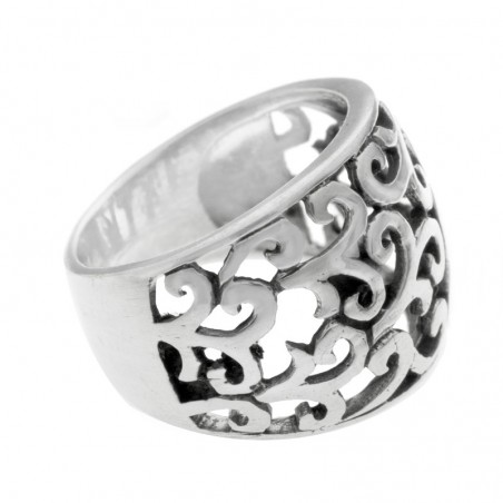 Anillo ondas oxidado Plata de Ley 925