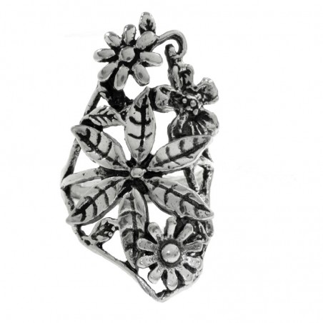 Anillo flores extra ancho Plata de Ley 925 - Karissma