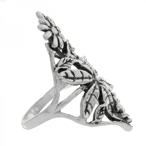 Anillo flores extra ancho Plata de Ley 925 - Karissma