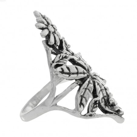 Anillo flores extra ancho Plata de Ley 925 - Karissma