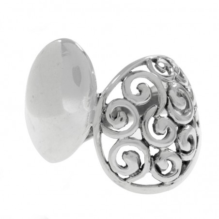 Anillo hoja calada y lisa Plata de Ley 925