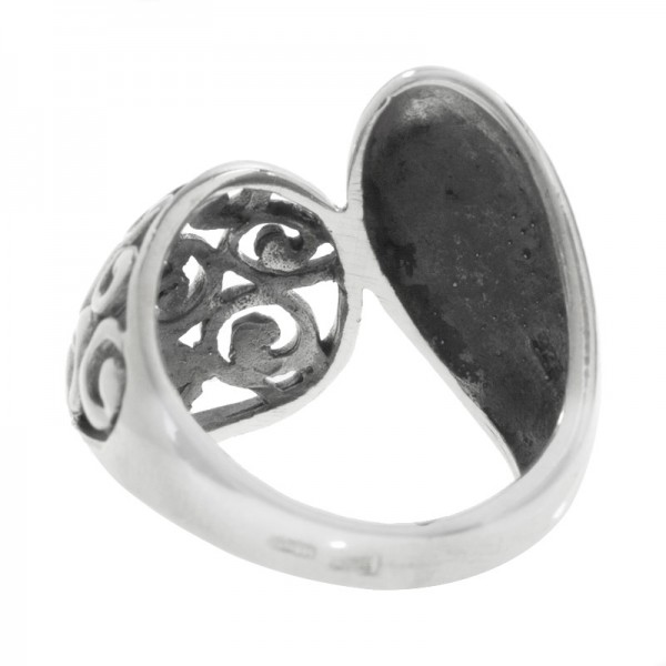 Anillo hoja calada y lisa Plata de Ley 925