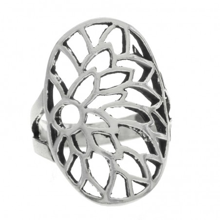 Anillo oval hojas Plata de Ley 925 - Karissma