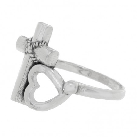 Anillo cruz con corazón Plata de Ley 925 - Karissma