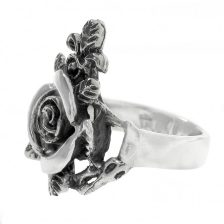 Anillo rosa grande Plata de Ley 925