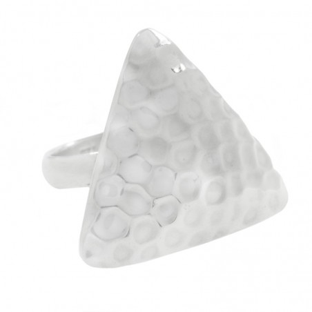 Anillo triángulo martillado Plata de Ley 925 - Karissma