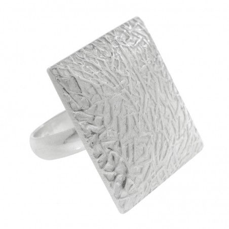 Anillo cuadrado textura Plata de Ley 925 - Karissma