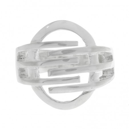 Anillo oval lineado Plata de Ley 925