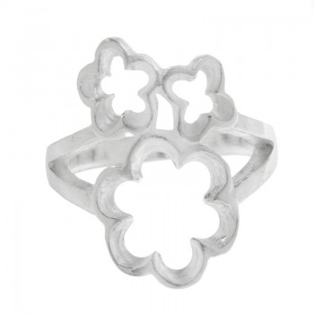 Anillo triple flor calada Plata de Ley 925