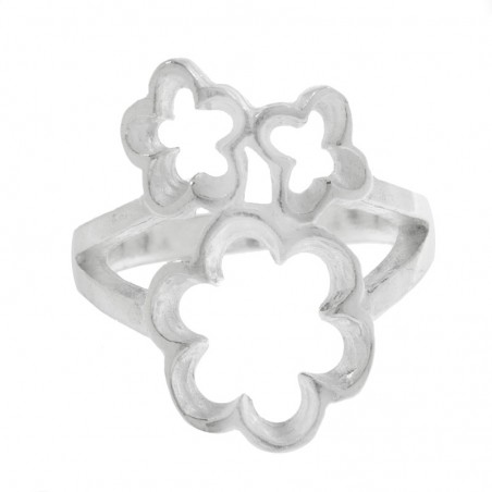 Anillo triple flor calada Plata de Ley 925