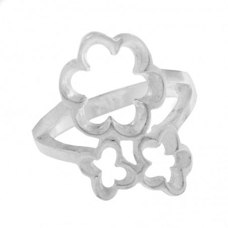 Anillo triple flor calada Plata de Ley 925