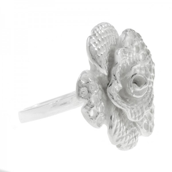 Anillo gran flor encaje Plata de Ley 925