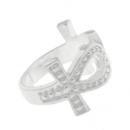 Anillo cruz de la vida doble Plata de Ley 925