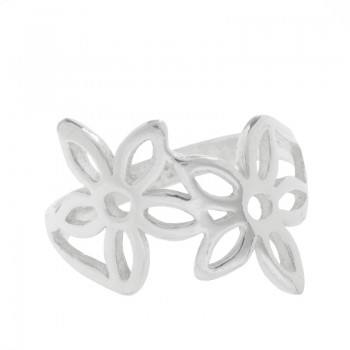 Anillo dos flores Plata de Ley 925