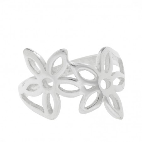 Anillo dos flores Plata de Ley 925