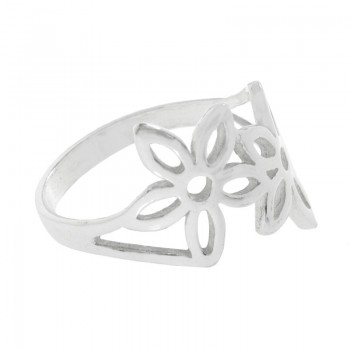 Anillo dos flores Plata de Ley 925 2