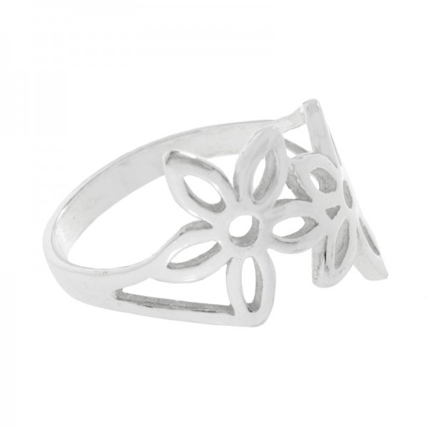 Anillo dos flores Plata de Ley 925