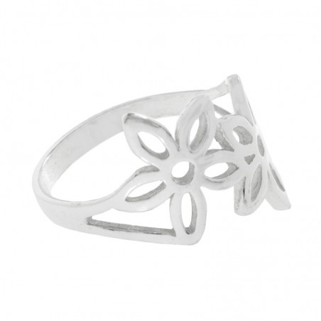 Anillo dos flores Plata de Ley 925