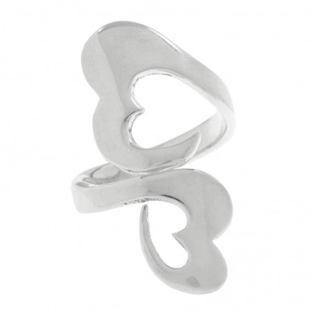 Anillo corazón doble cruzado Plata de Ley 925