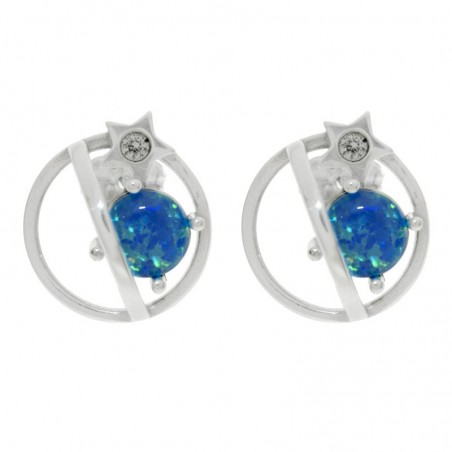 Pendientes universo símil ópalo Plata de Ley - Karissma