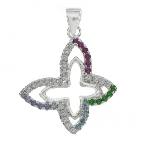 Colgante doble mariposa color Plata de Ley - Karissma