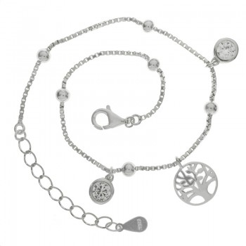 Pulsera cadena cuadrada con árbol Plata de Ley | Karissma