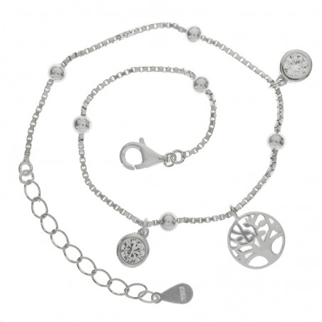 Pulsera cadena cuadrada con árbol Plata de Ley | Karissma