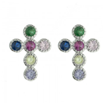 Pendientes cruz color Plata de Ley - Karissma
