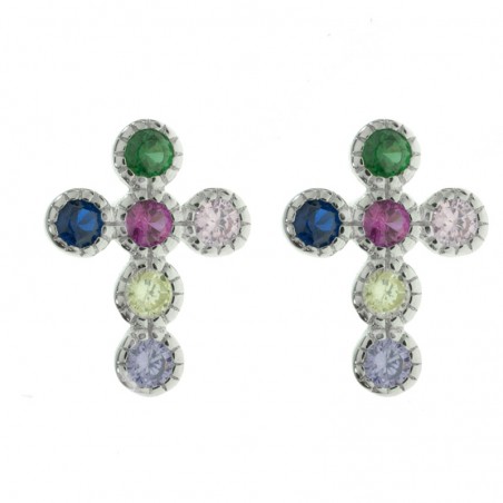 Pendientes cruz color Plata de Ley - Karissma