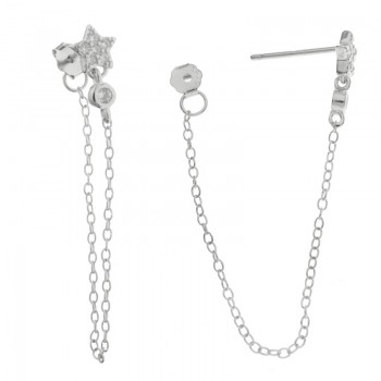 Pendientes estrella con cadena Plata de Ley - Karissma