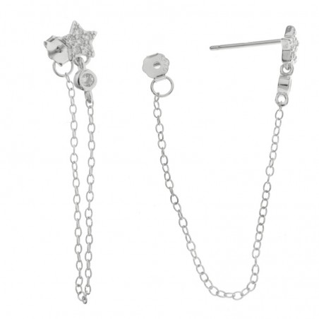 Pendientes estrella con cadena Plata de Ley - Karissma